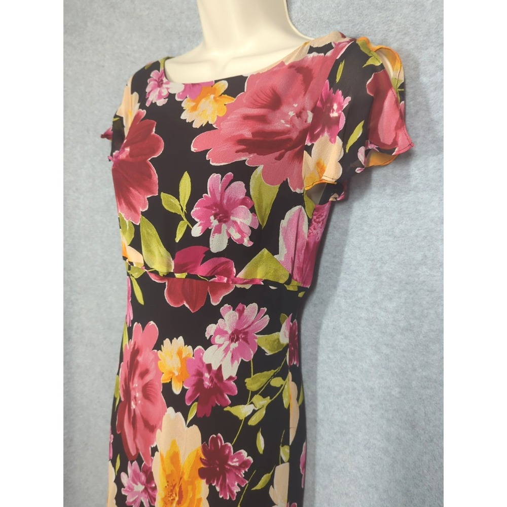 Vtg Cosette Depeche Mode Silk Maxi Dress Gown Size 4 Empire Waist Wedding Guest
